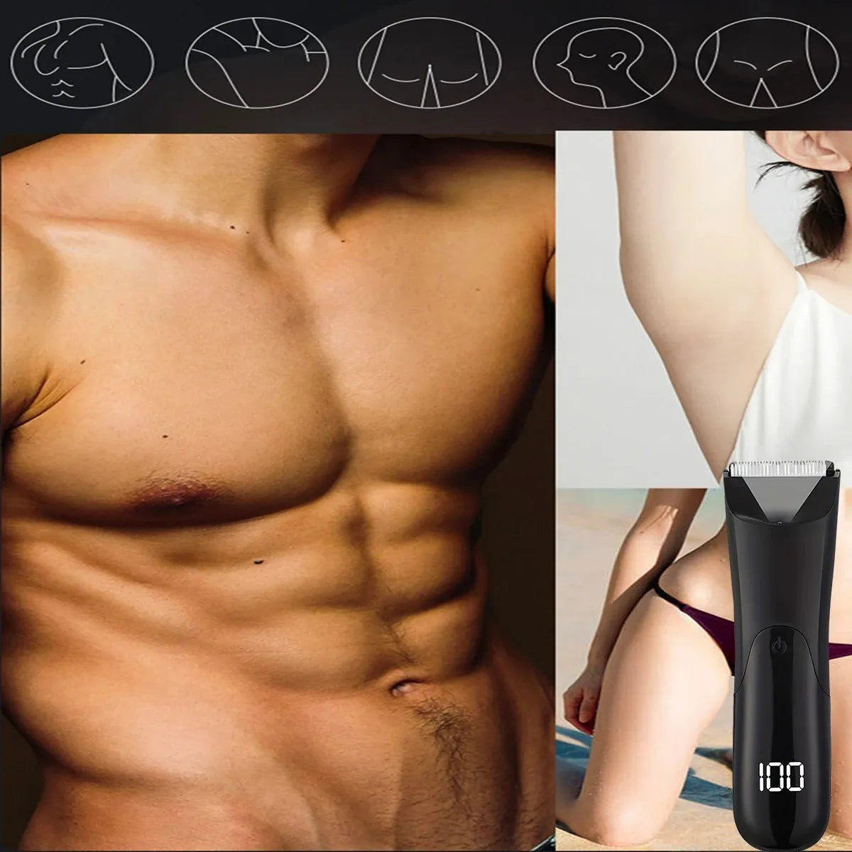 TRUZENIC Men’s Body Hair Trimmer – Rechargeable Grooming Shaver for Beard, Chest, Arms & Legs