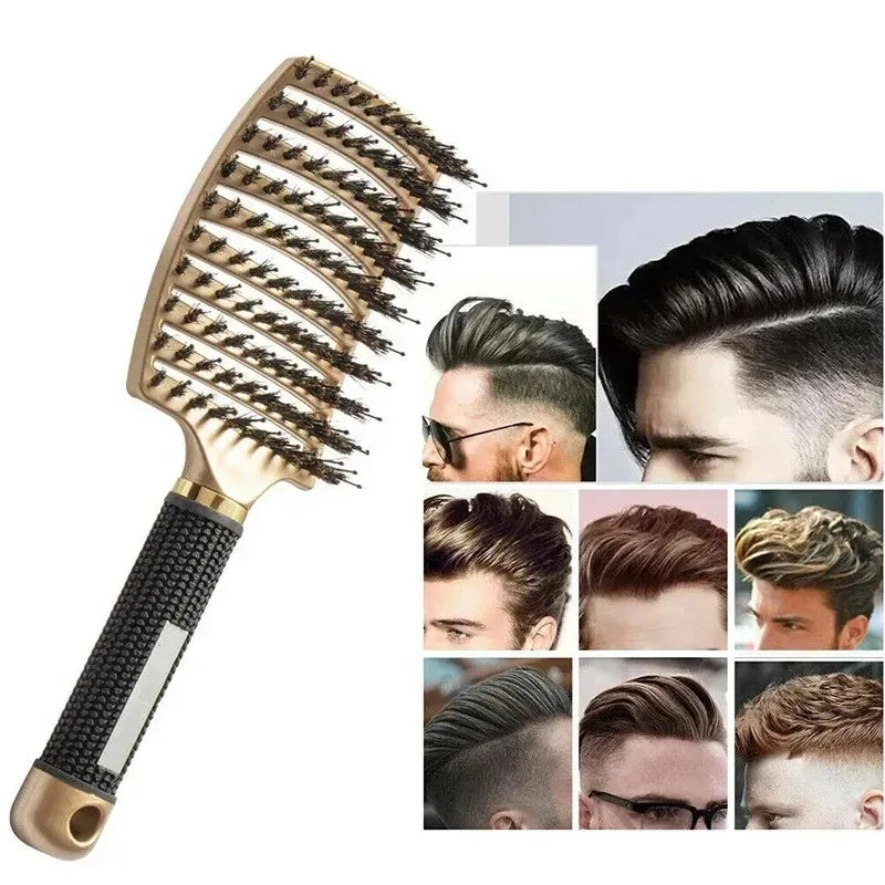 Boar Bristle Hair Brush – Detangling Scalp Massage Comb for Wet or Curly Hair, Women’s Styling Tool-TRUZENIC