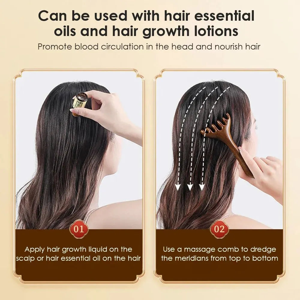 Natural Sandalwood Massage Comb – Six-ClawComb for Scalp, Neck & Facial Relaxation-TRUZENIC