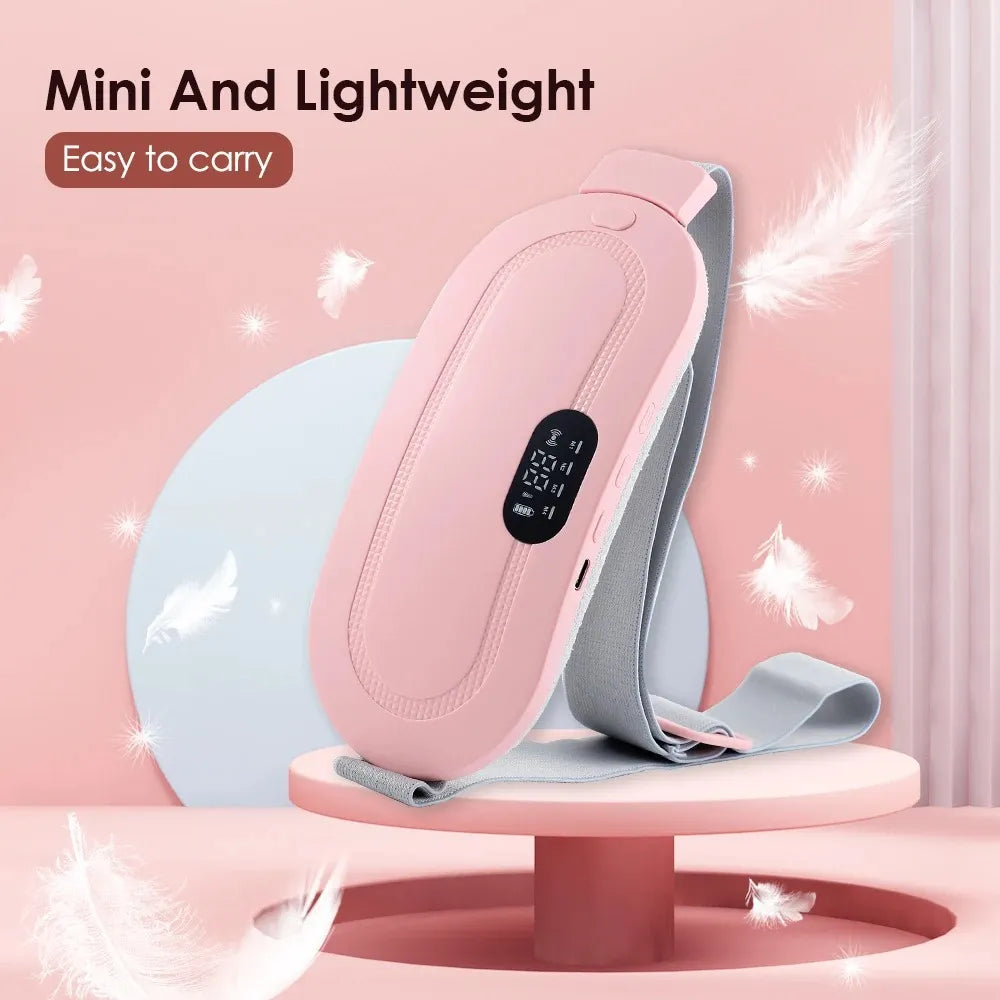 Electric Menstrual Cramp Massager Belt, Vibrating & Heating Pad for Period Pain Relief, Stomach & Abdominal Comfort-TRUZENIC
