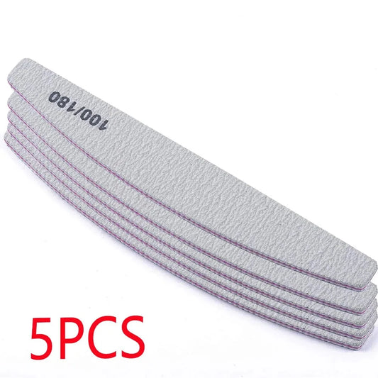 TRUZENIC 5-Piece Nail File Set – 80/100 Grit Sandpaper Cuticle & Manicure Tools, Mixed Colors