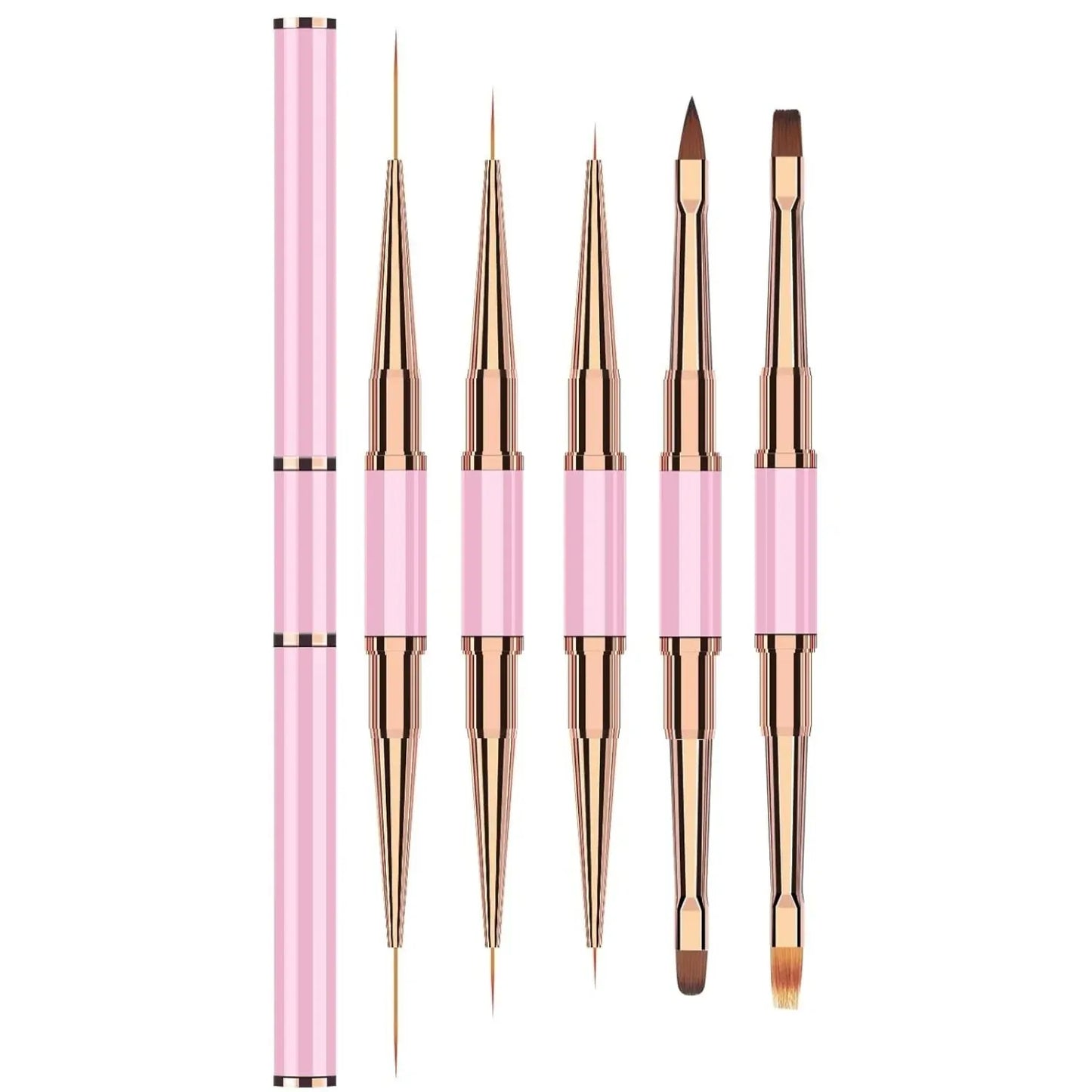 TRUZENIC 5PCS Double-Ended Nail Art Brush Set – Professional Gel Polish Painting Tools for DIY