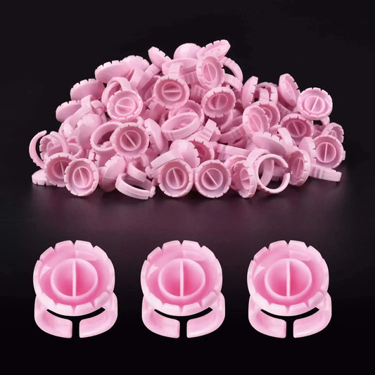 TRUZENIC 100-Piece Eyelash Extension Fan Cup Rings – Holder Containers for Glue & Pigment