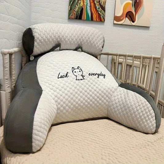 Adjustable Reading Pillow – Ergonomic Backrest Cushion with Quilted Cover for Bed, Sofa, or Floor Use-TRUZENIC