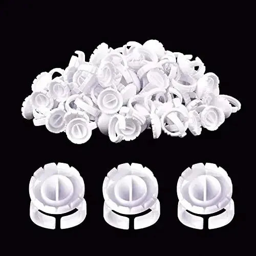 TRUZENIC 100-Piece Eyelash Extension Fan Cup Rings – Holder Containers for Glue & Pigment