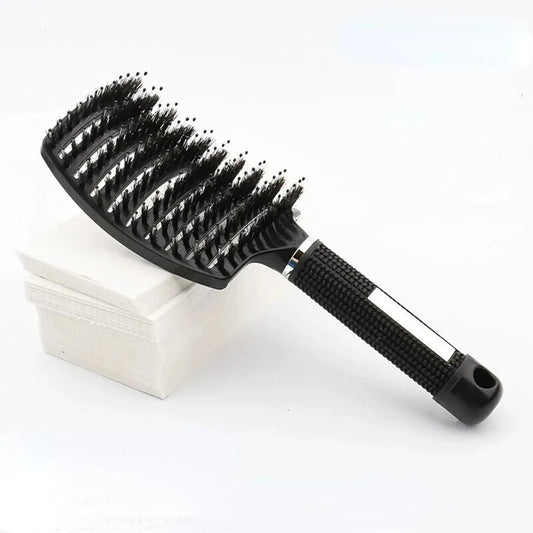Boar Bristle Hair Brush – Detangling Scalp Massage Comb for Wet or Curly Hair, Women’s Styling Tool-TRUZENIC