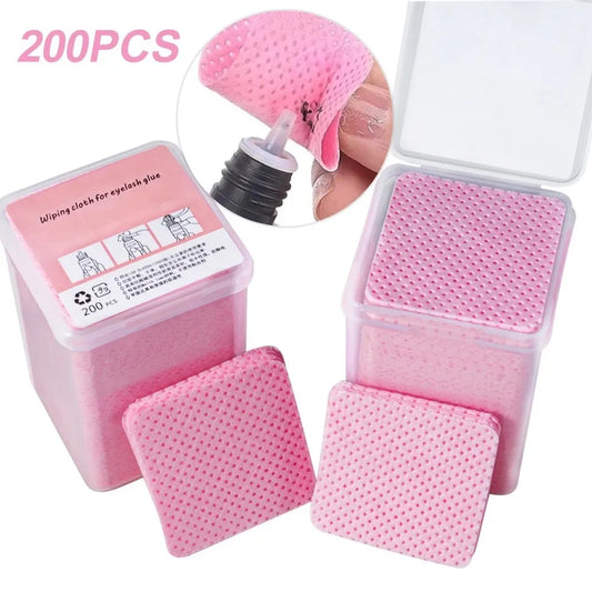 Pink Lint-Free Nail Wipes – 200 Pcs Cotton Pads for UV Gel, Polish Removal & Manicure Cleaning