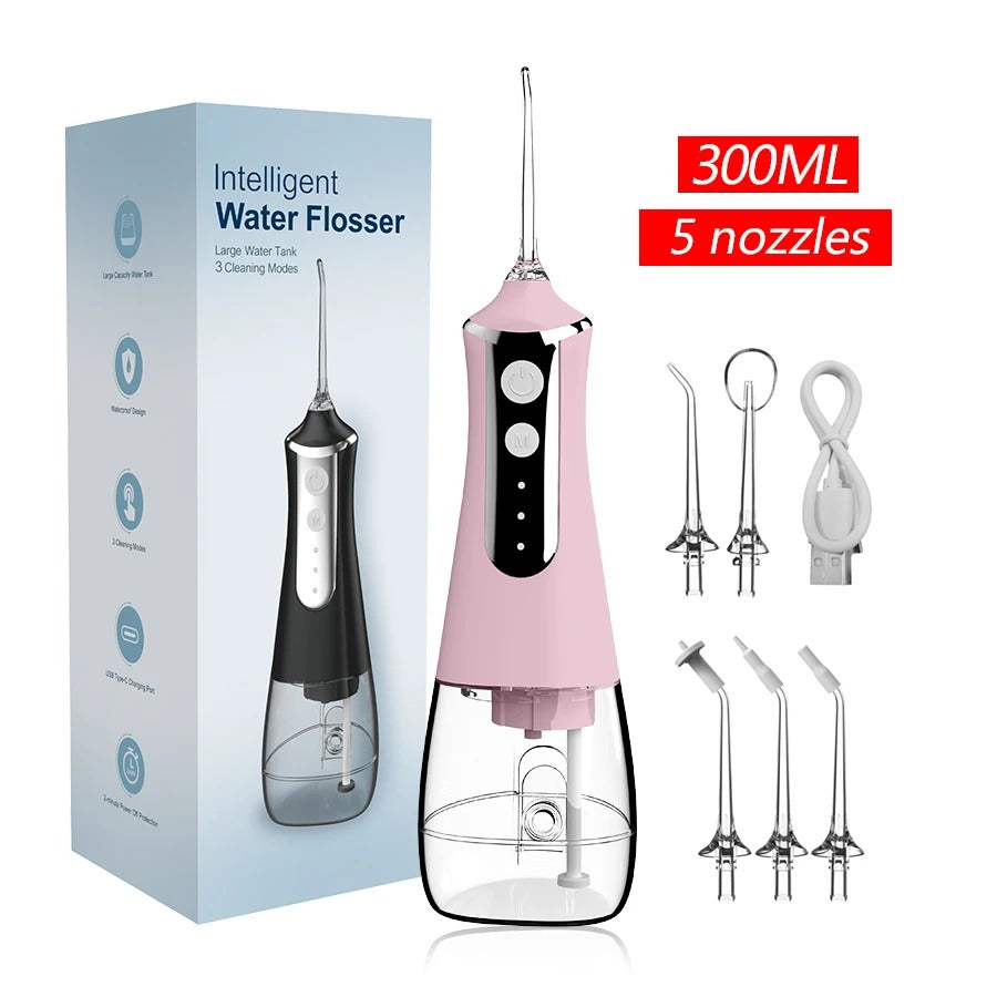 Water Flosser for Teeth, Dental Irrigator with 5 Nozzles, 3 Cleaning Modes-TRUZENIC