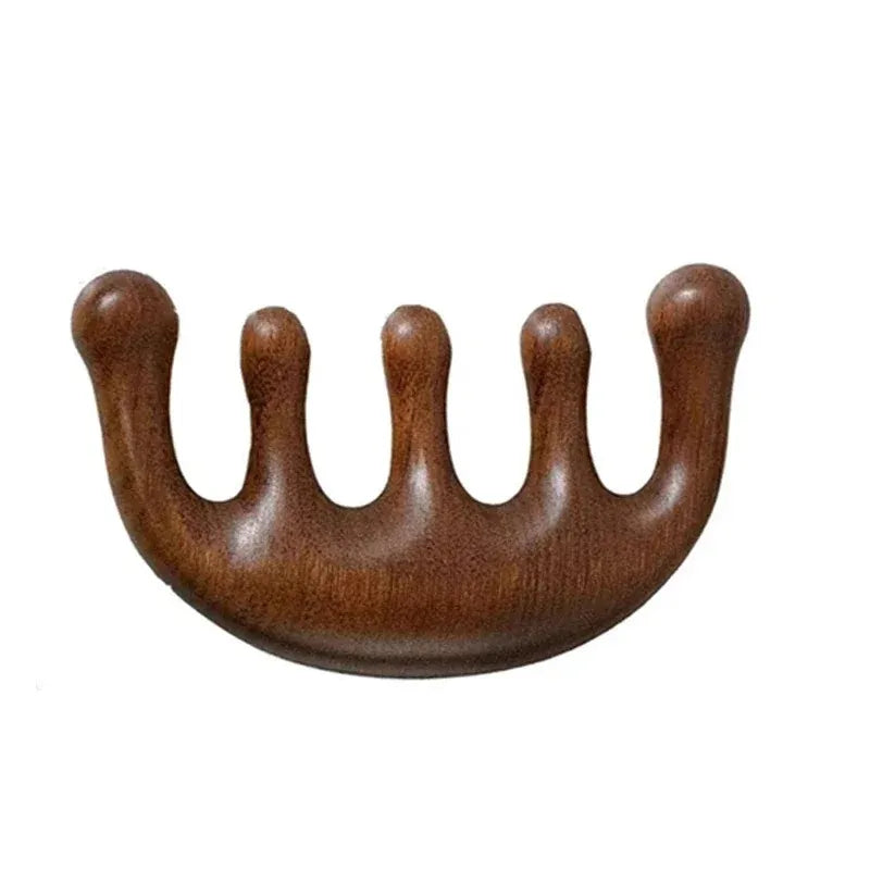 Sandalwood Scalp Massage Comb – 5-Tooth Head Massager and Whale Comb for Relaxation and Grooming-TRUZENIC