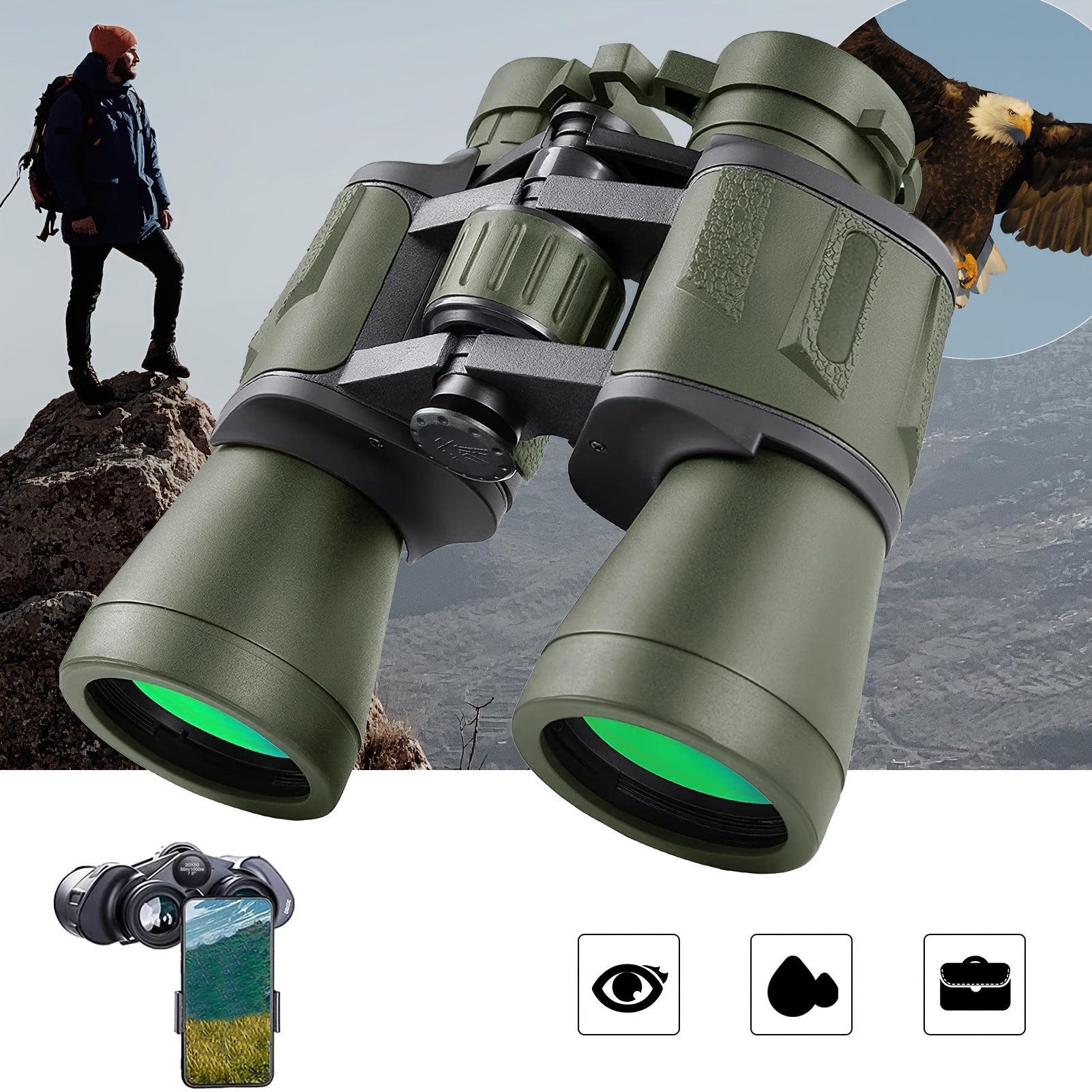 10X Magnification Binoculars with 50mm Objective Lens – Lightweight Hunting and Outdoor Gear 8