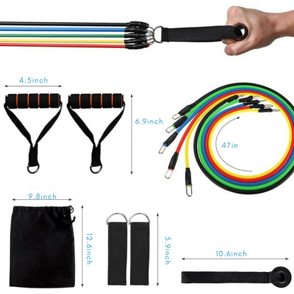 11PC Resistance Bands Set with Adjustable Tension for Full-Body Workouts 5
