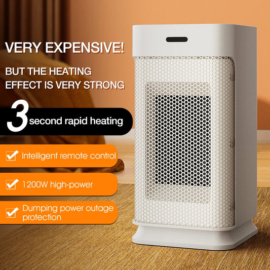 1200W Portable Electric Ceramic Space Heater with Oscillation and Remote Control – Fast Heating for Home and Office