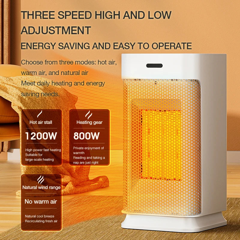 1200W Portable Electric Ceramic Space Heater with Oscillation and Remote Control – Fast Heating for Home and Office