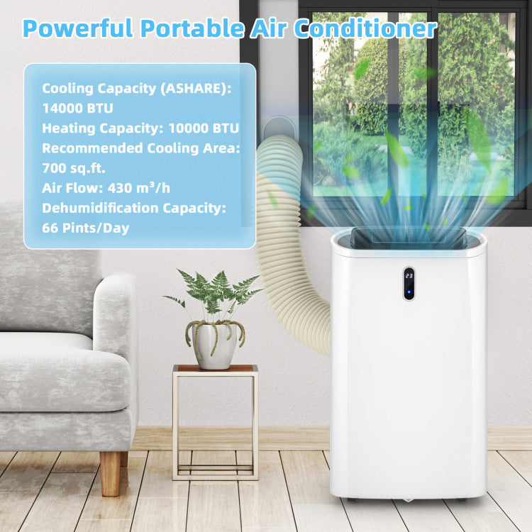 14000 BTU Portable Air Conditioner with WiFi Control – 4-in-1 Cooling, Heating, Fan, and Dehumidifier 4