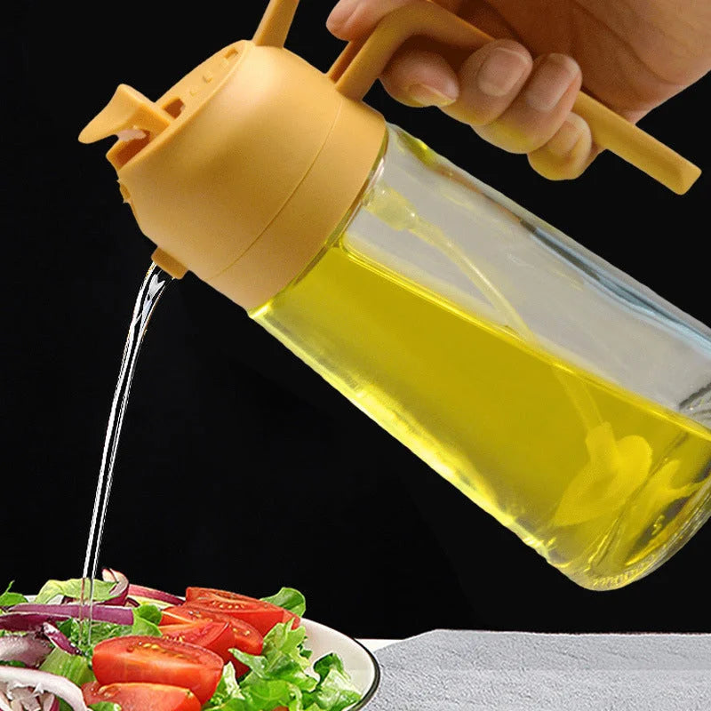 2-in-1 Glass Oil Sprayer and Dispenser – BPA-Free Kitchen Tool for Oil, Vinegar, and More 1