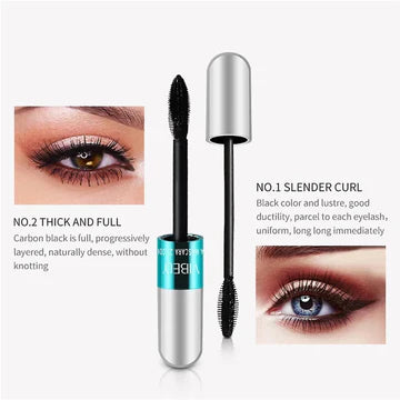 2-in-1 Waterproof Mascara for Lengthening and Thickening – Clump-Free 4D Silk Fiber Formula 2