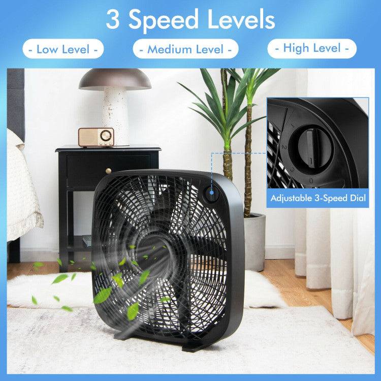 20-Inch Box Floor Fan with 3-Speed Settings – High Airflow and Quiet Operation for Home and Garage 1