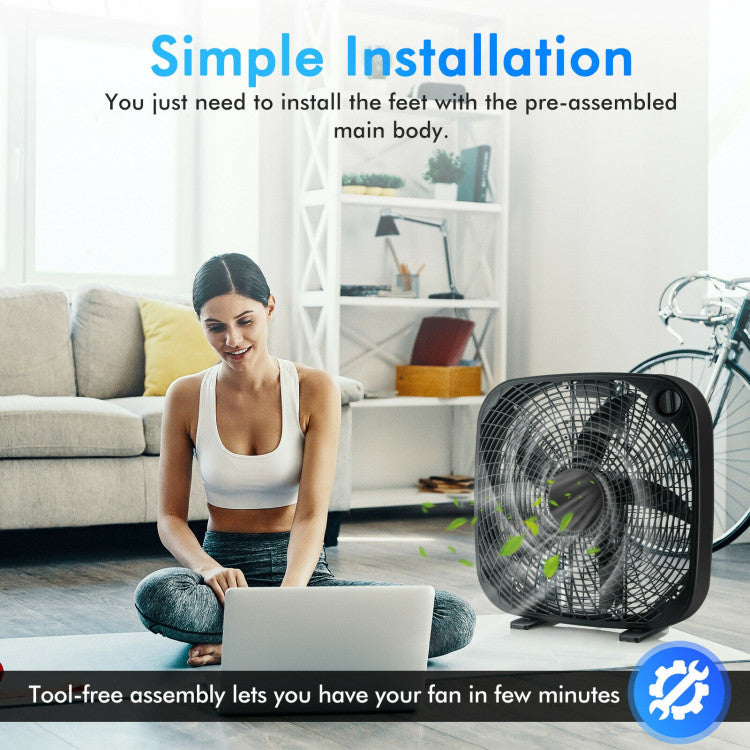 20-Inch Box Floor Fan with 3-Speed Settings – High Airflow and Quiet Operation for Home and Garage 6
