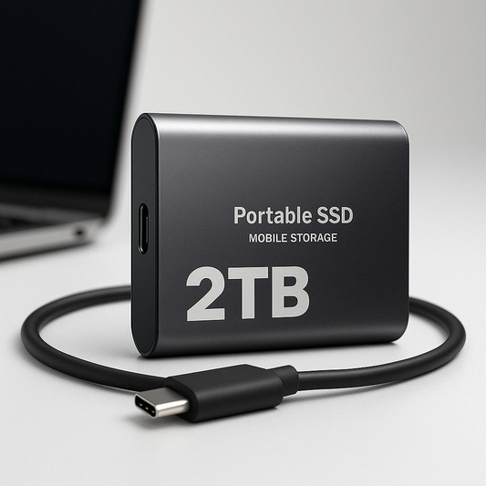 2TB Portable SSD External Hard Drive - High-Speed Compact Storage with USB-C, Shock-Resistant Design for Windows and Mac 0