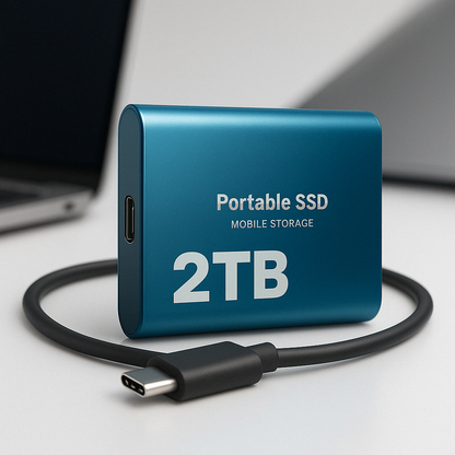 2TB Portable SSD External Hard Drive - High-Speed Compact Storage with USB-C, Shock-Resistant Design for Windows and Mac 1