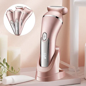 3-in-1 Waterproof Electric Shaver for Women - Rechargeable Hair Removal Device with Trimming and Epilating Heads 0