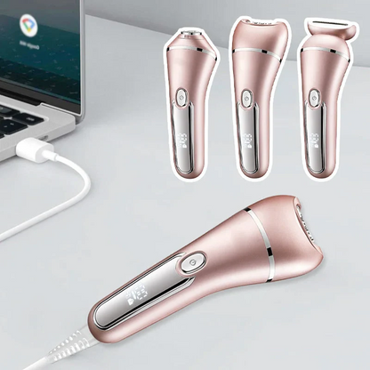 3-in-1 Waterproof Electric Shaver for Women - Rechargeable Hair Removal Device with Trimming and Epilating Heads 4