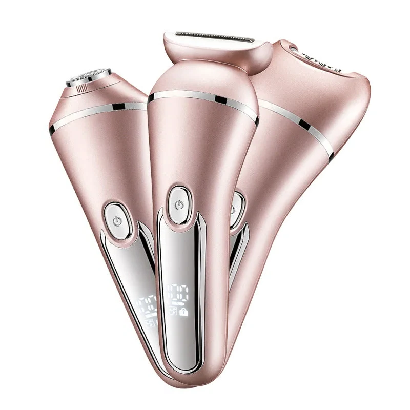 3-in-1 Waterproof Electric Shaver for Women - Rechargeable Hair Removal Device with Trimming and Epilating Heads 5