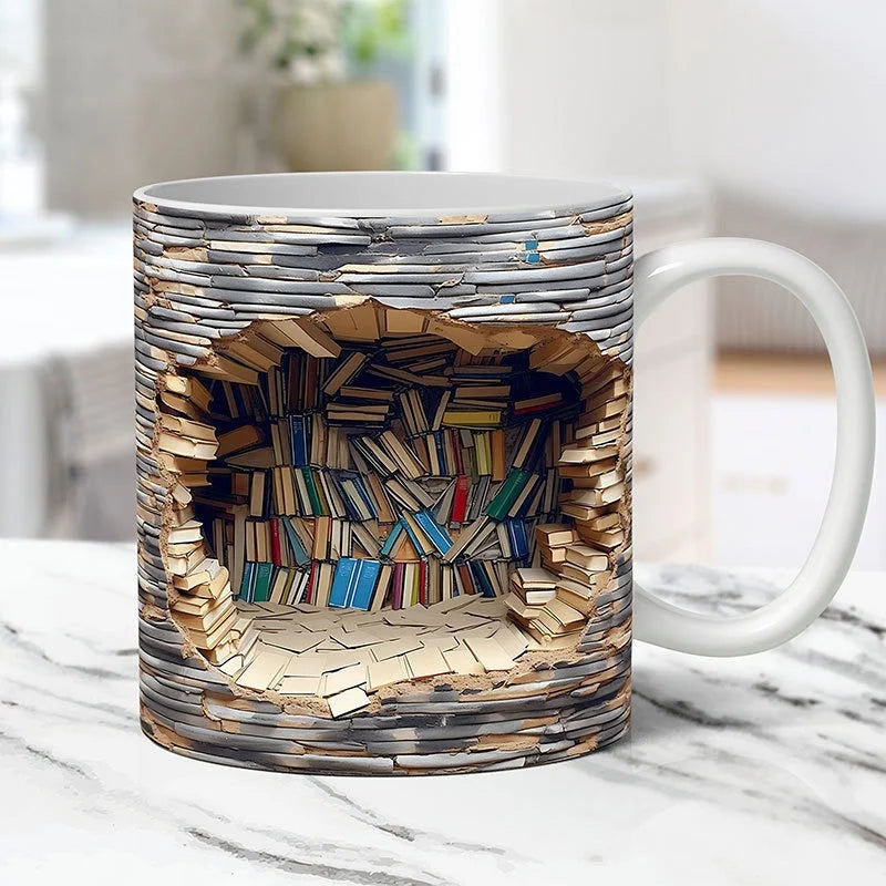 3D Bookshelf Mug – Unique Ceramic Coffee Mug for Book Lovers 2