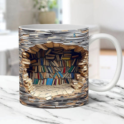 3D Bookshelf Mug – Unique Ceramic Coffee Mug for Book Lovers 2