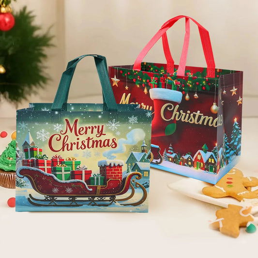 4-Pack Christmas Gift Bags for Kids - Santa Claus Design, Durable Paper, Perfect for Holiday Parties 1