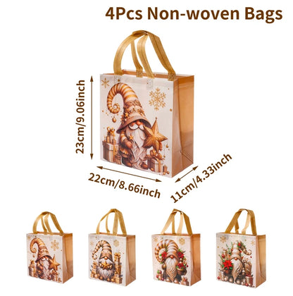 4-Pack Christmas Gift Bags for Kids - Santa Claus Design, Durable Paper, Perfect for Holiday Parties 14