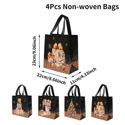 4-Pack Christmas Gift Bags for Kids - Santa Claus Design, Durable Paper, Perfect for Holiday Parties 15