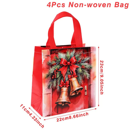 4-Pack Christmas Gift Bags for Kids - Santa Claus Design, Durable Paper, Perfect for Holiday Parties 18