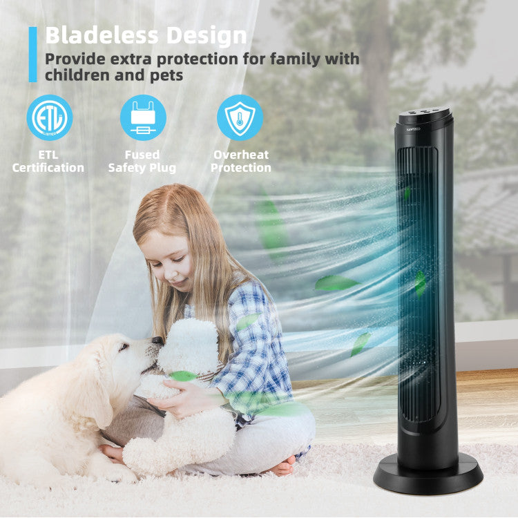 40-Inch Oscillating Tower Fan with 3 Breeze Modes and 4 Wind Speeds – Quiet Bladeless Design for Home and Office 3