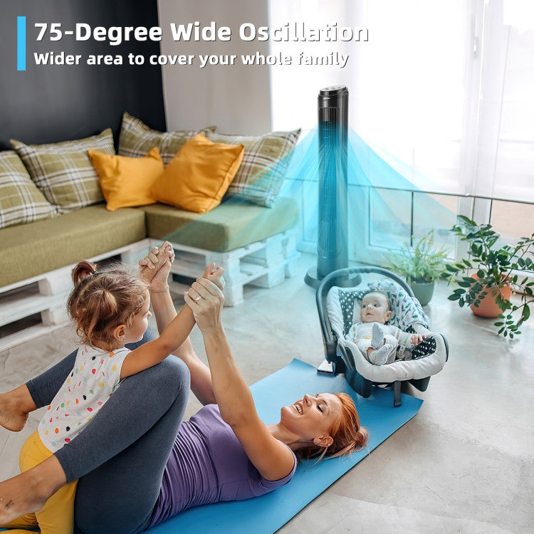 40-Inch Oscillating Tower Fan with 3 Breeze Modes and 4 Wind Speeds – Quiet Bladeless Design for Home and Office 6