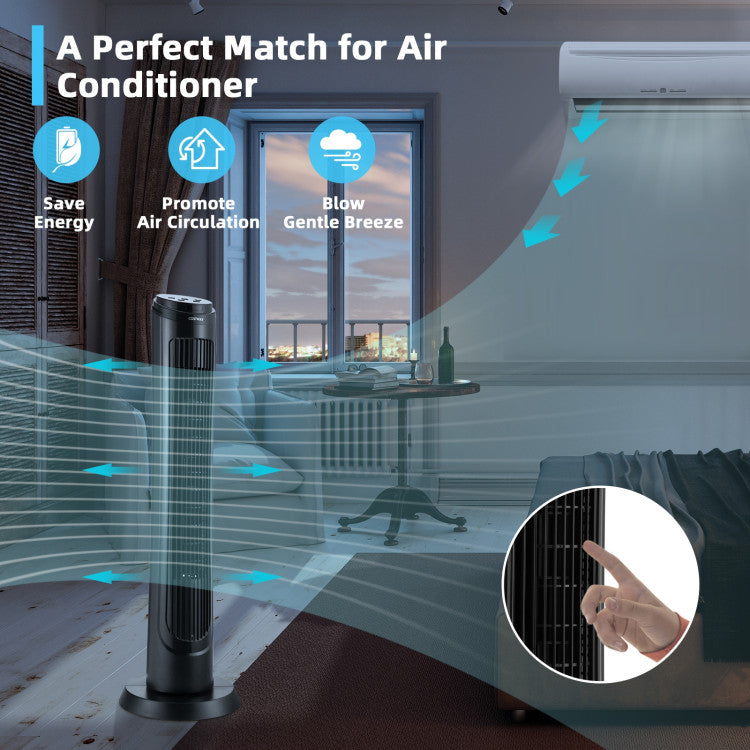 40-Inch Oscillating Tower Fan with 3 Breeze Modes and 4 Wind Speeds – Quiet Bladeless Design for Home and Office 7