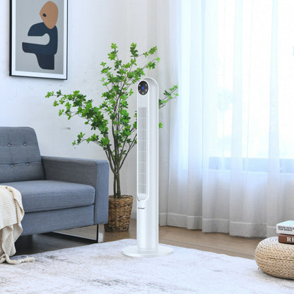 42-Inch Oscillating Tower Fan with Remote Control and LED Display – Slim Bladeless Design for Quiet Air Circulation 1