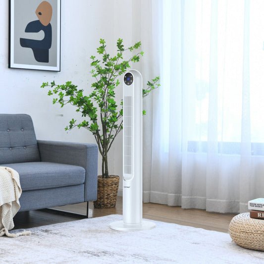 42-Inch Oscillating Tower Fan with Remote Control and LED Display – Slim Bladeless Design for Quiet Air Circulation 1
