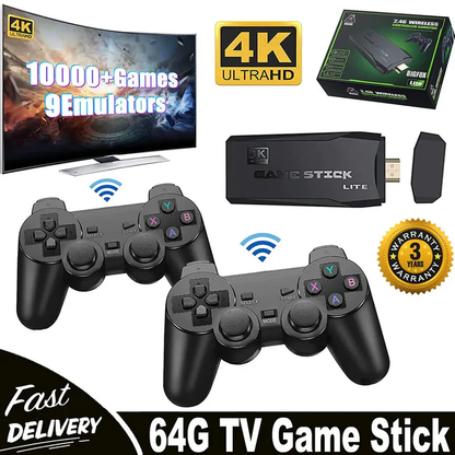 4K HDMI Game Console with 64GB Memory and 20,000+ Retro Games – Dual Wireless Controllers Included 4