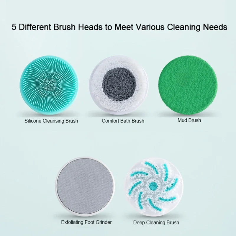 5-in-1 Electric Body Scrubber with Long Handle and 360° Rotation for Deep Cleansing 2