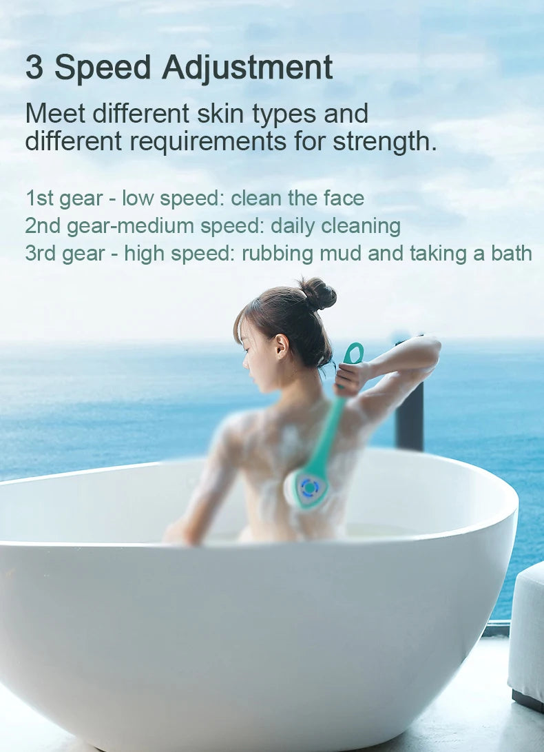 5-in-1 Electric Body Scrubber with Long Handle and 360° Rotation for Deep Cleansing 3