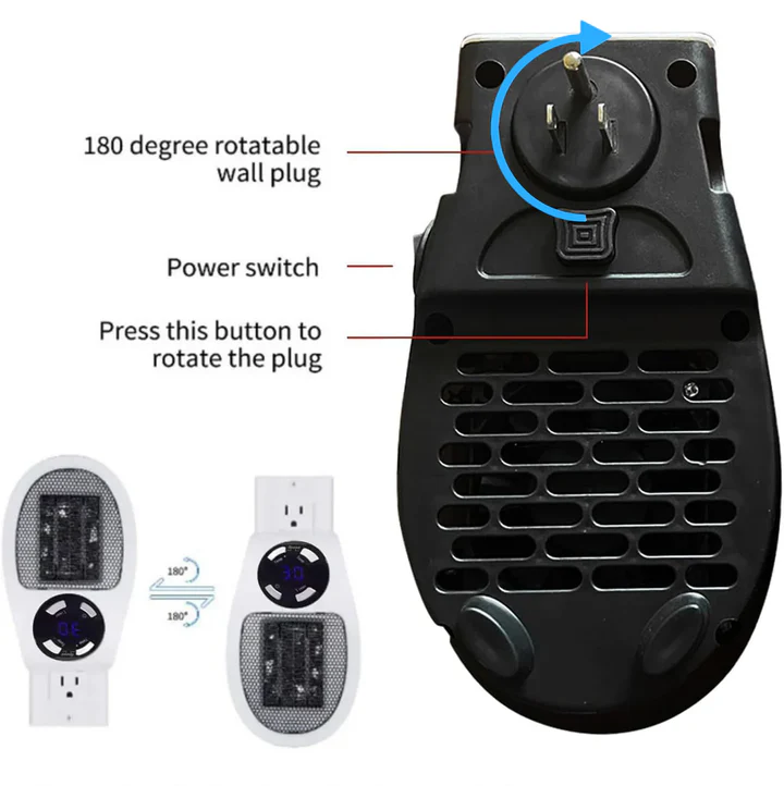 500W Compact Portable Electric Heater with Programmable Timer and Adjustable Temperature – Ideal Space Heater for Any Room 4