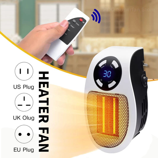 500W Portable Electric Space Heater with Remote Control, Adjustable Thermostat, and Overheat Protection – Energy Efficient for Home Use