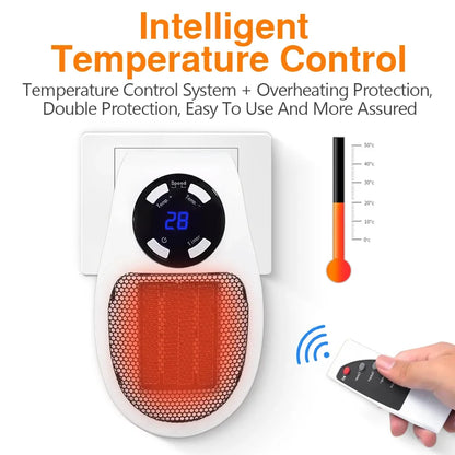 500W Portable Electric Space Heater with Remote Control, Adjustable Thermostat, and Overheat Protection – Energy Efficient for Home Use