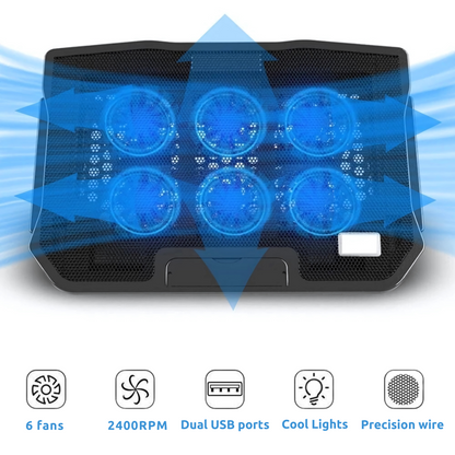 6-Fan Laptop Cooling Pad with Adjustable Speed and Ergonomic Design 2