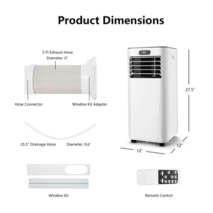 8000 BTU Portable Air Conditioner with Remote Control – 3-in-1 Cooling, Dehumidifying, and Fan Functions 1