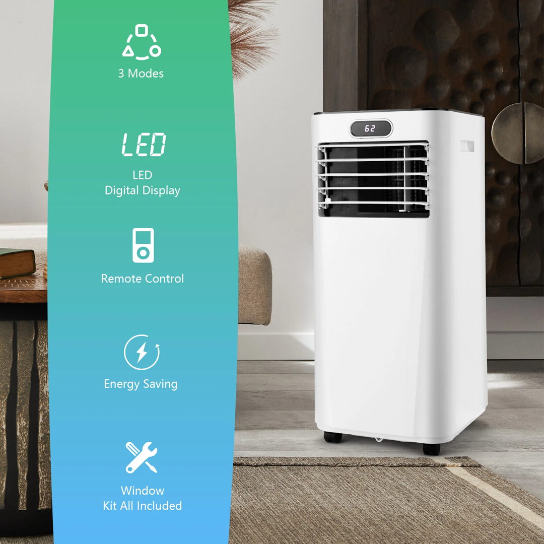8000 BTU Portable Air Conditioner with Remote Control – 3-in-1 Cooling, Dehumidifying, and Fan Functions 3