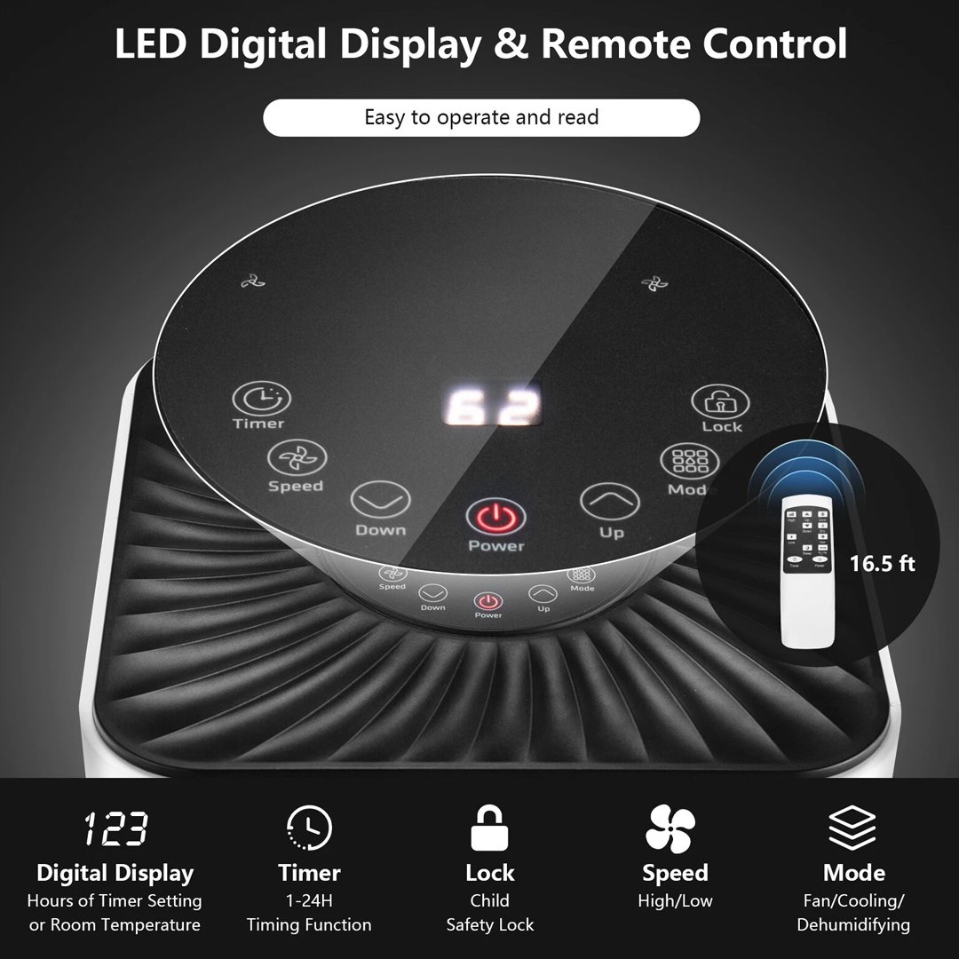 8000 BTU Portable Air Conditioner with Remote Control – 3-in-1 Cooling, Dehumidifying, and Fan Functions 5