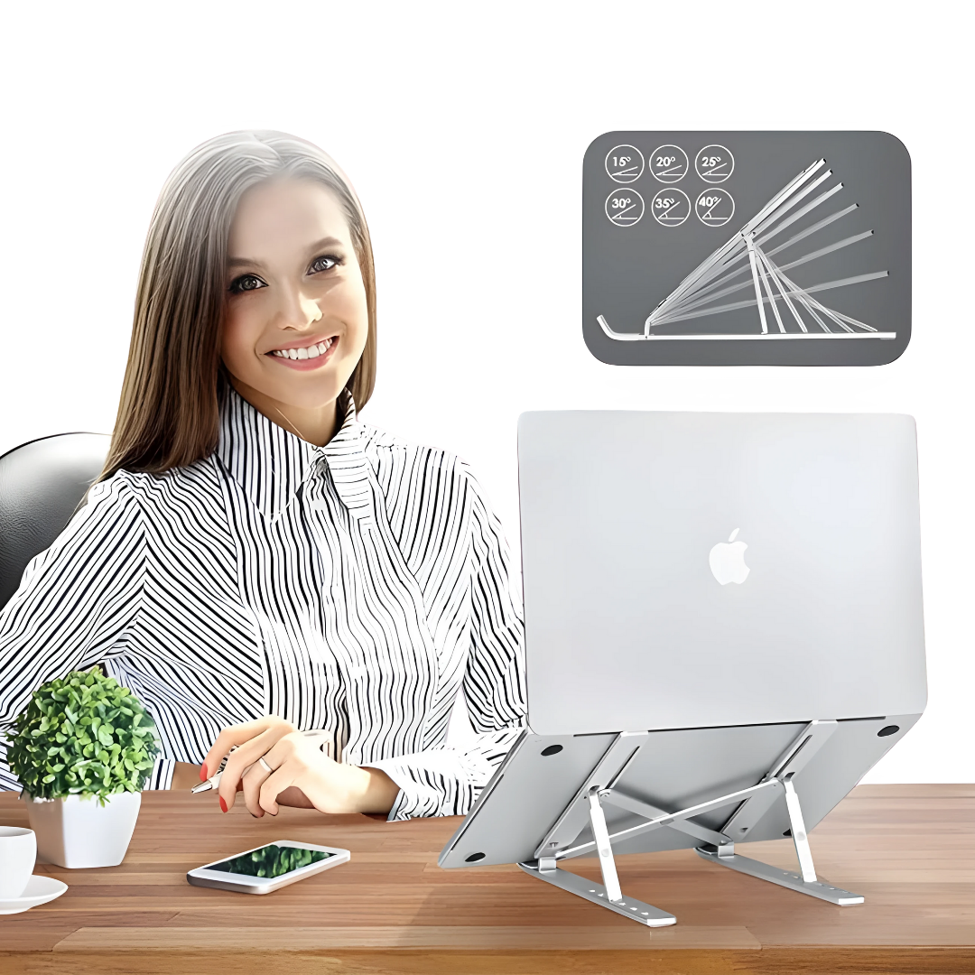 Adjustable Aluminum Laptop Stand for Ergonomic Height and Cooling 3