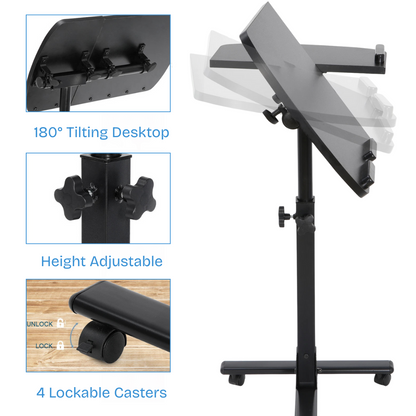 Adjustable Rolling Laptop Table with Mobile Design – Compact Height-Adjustable Laptop Desk for Home or Office 5